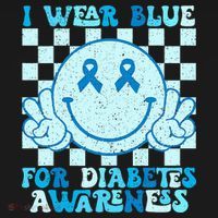 I Wear Blue For Diabetes Awareness month Smile Face Diabetic T-Shirt thumb 7
