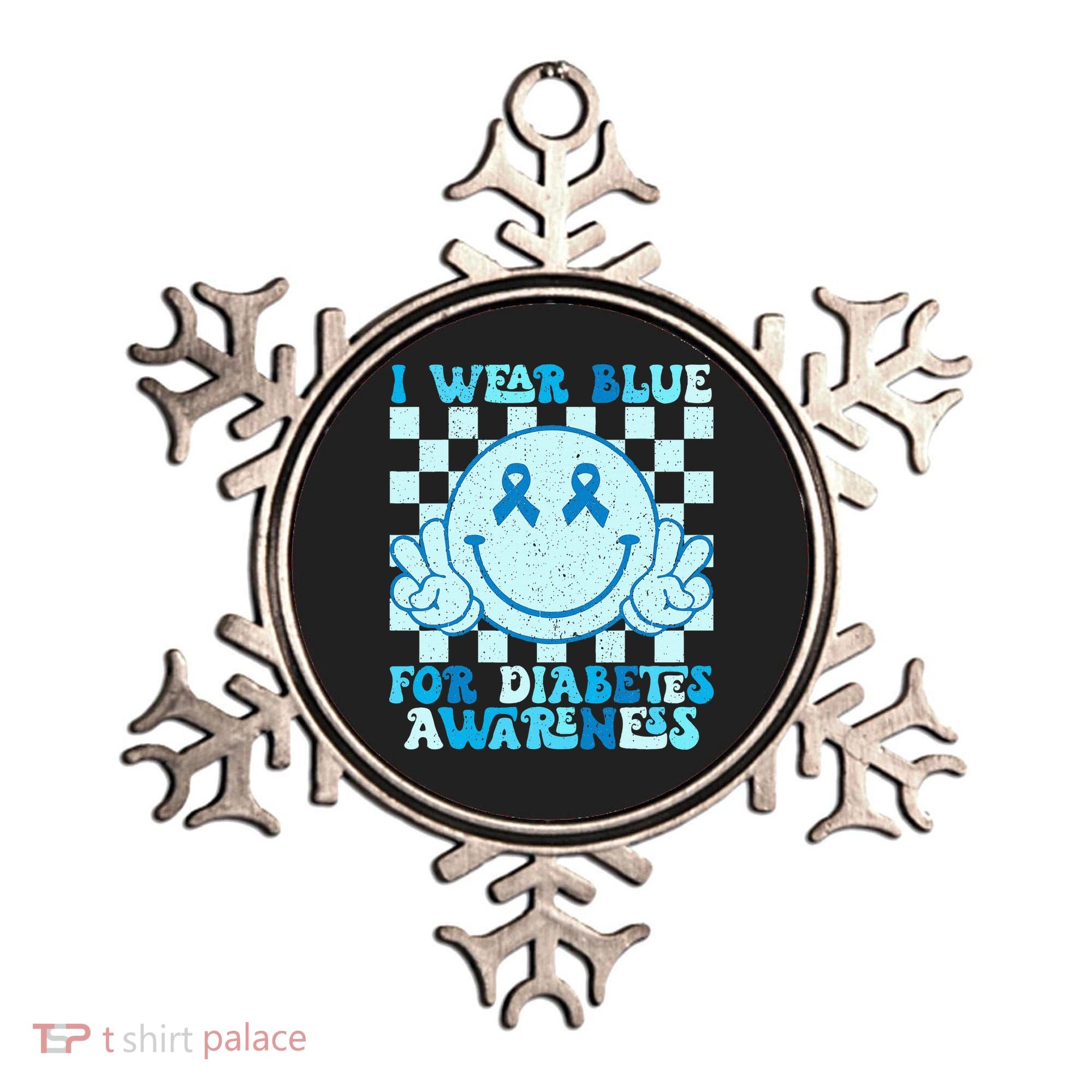 I Wear Blue For Diabetes Awareness month Smile Face Diabetic Ornament
