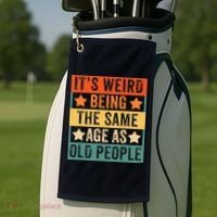 It's Weird Being The Same Age As Old People Retro Sarcastic Golf Towel thumb 2