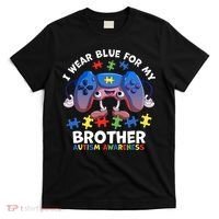 I Wear Blue For My Brother Autism Awareness Video Game T-Shirt thumb 0
