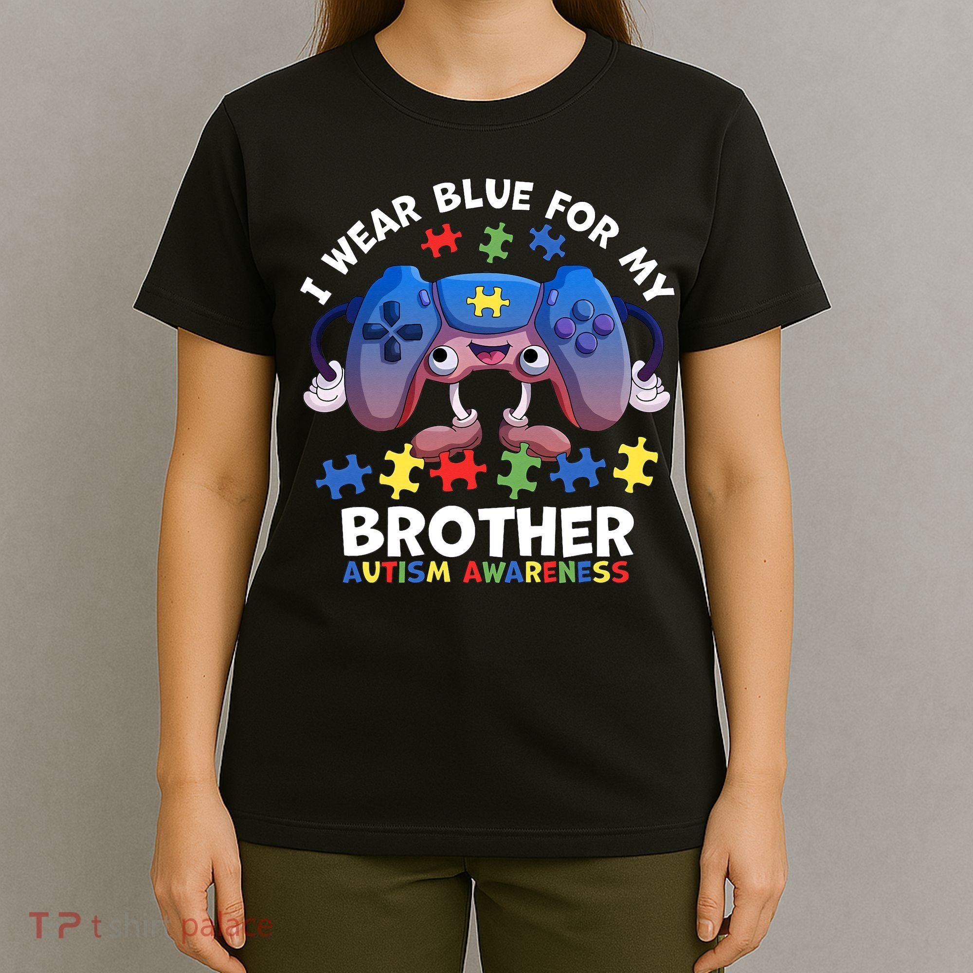 I Wear Blue For My Brother Autism Awareness Video Game T-Shirt