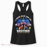 I Wear Blue For My Brother Autism Awareness Video Game Women's Tank Top thumb 0