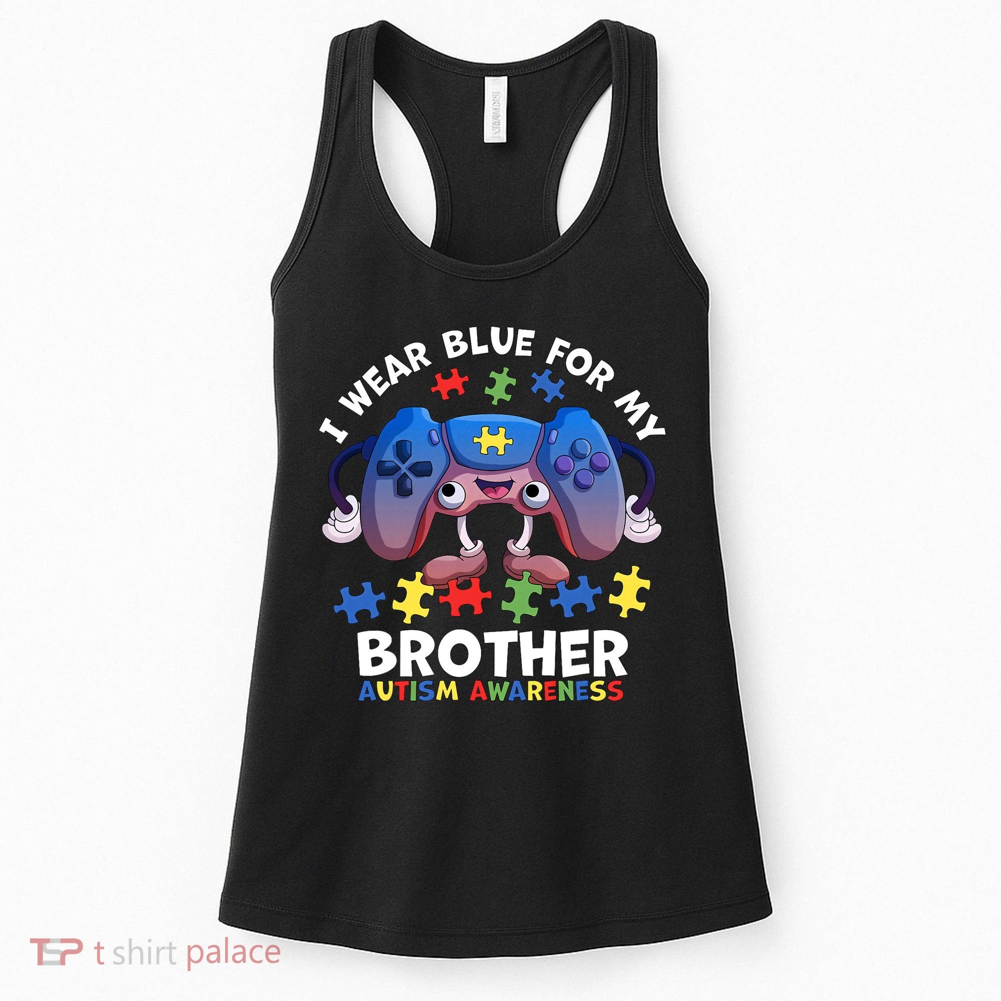 I Wear Blue For My Brother Autism Awareness Video Game Women's Tank Top