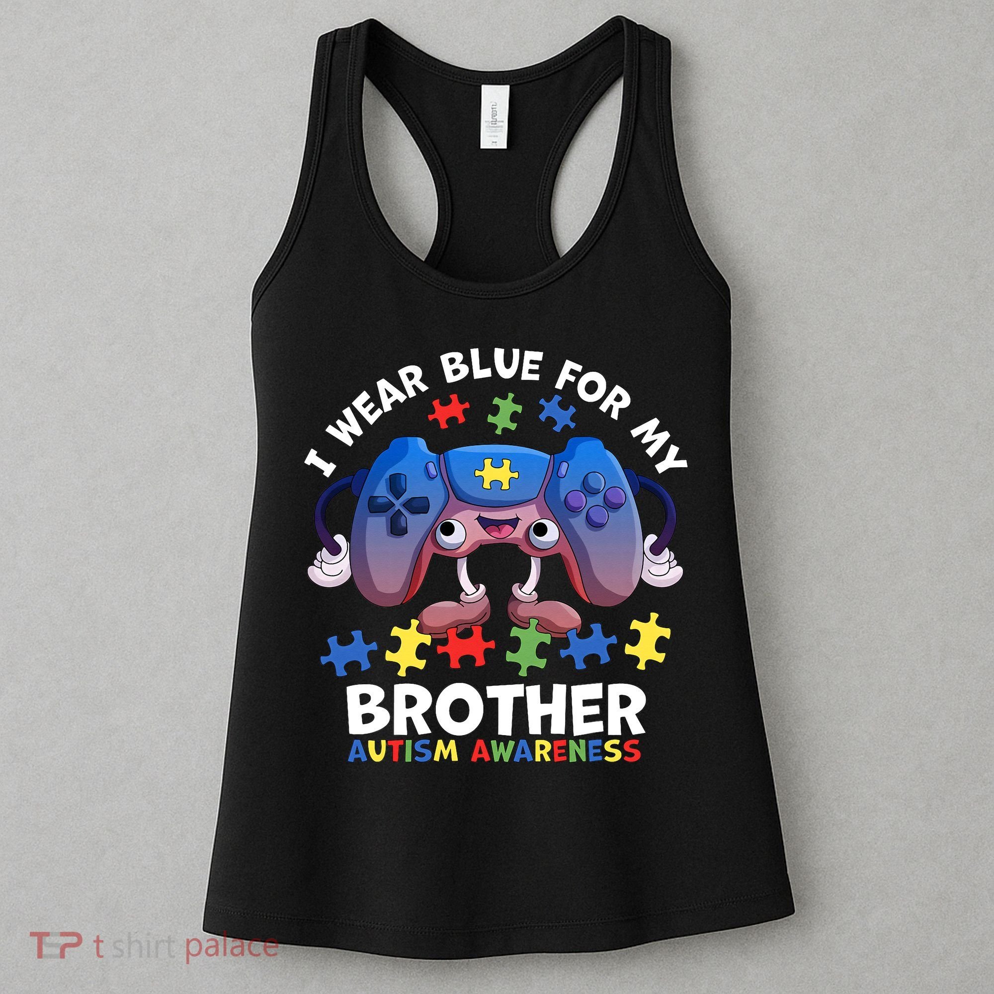 I Wear Blue For My Brother Autism Awareness Video Game Women's Tank Top