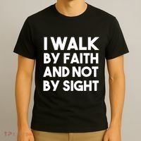I Walk By Faith And Not By Sight Christian Jesus T-Shirt thumb 3