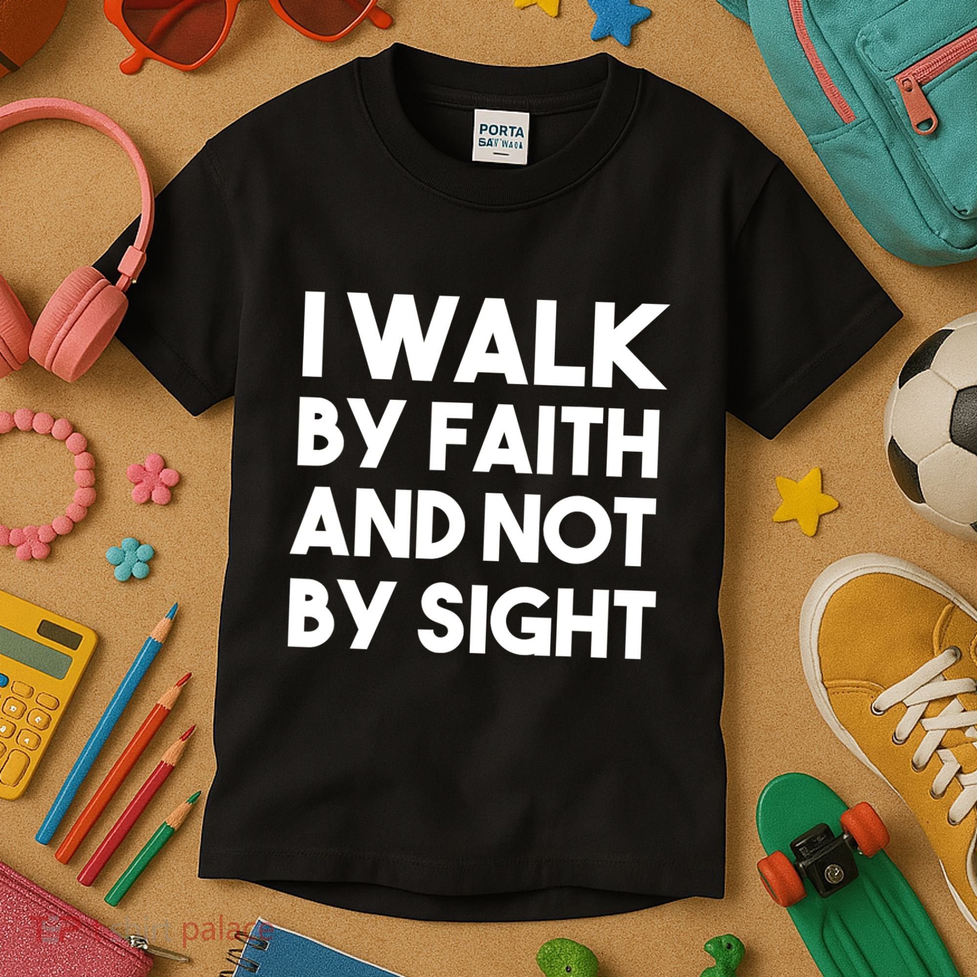 I Walk By Faith And Not By Sight Christian Jesus Kids T-Shirt