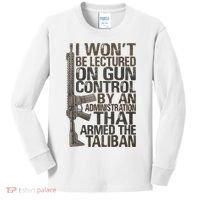 I Won't Be Lectured On Gun Control By An Administration Gun Control Guns Rights Kids Long Sleeve Shirt thumb 0