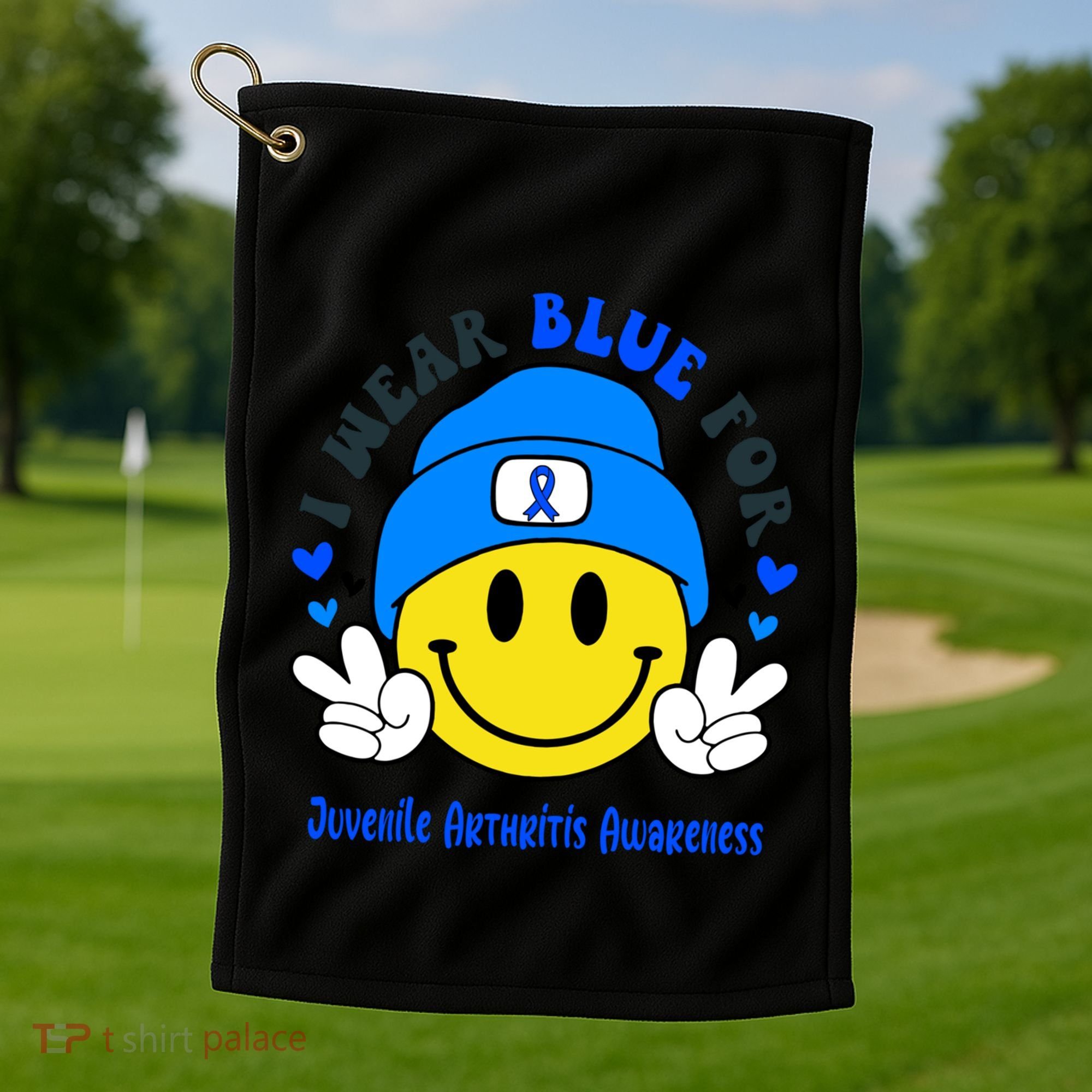 I Wear Blue For Juvenile Arthritis Awareness Funny Gift Golf Towel