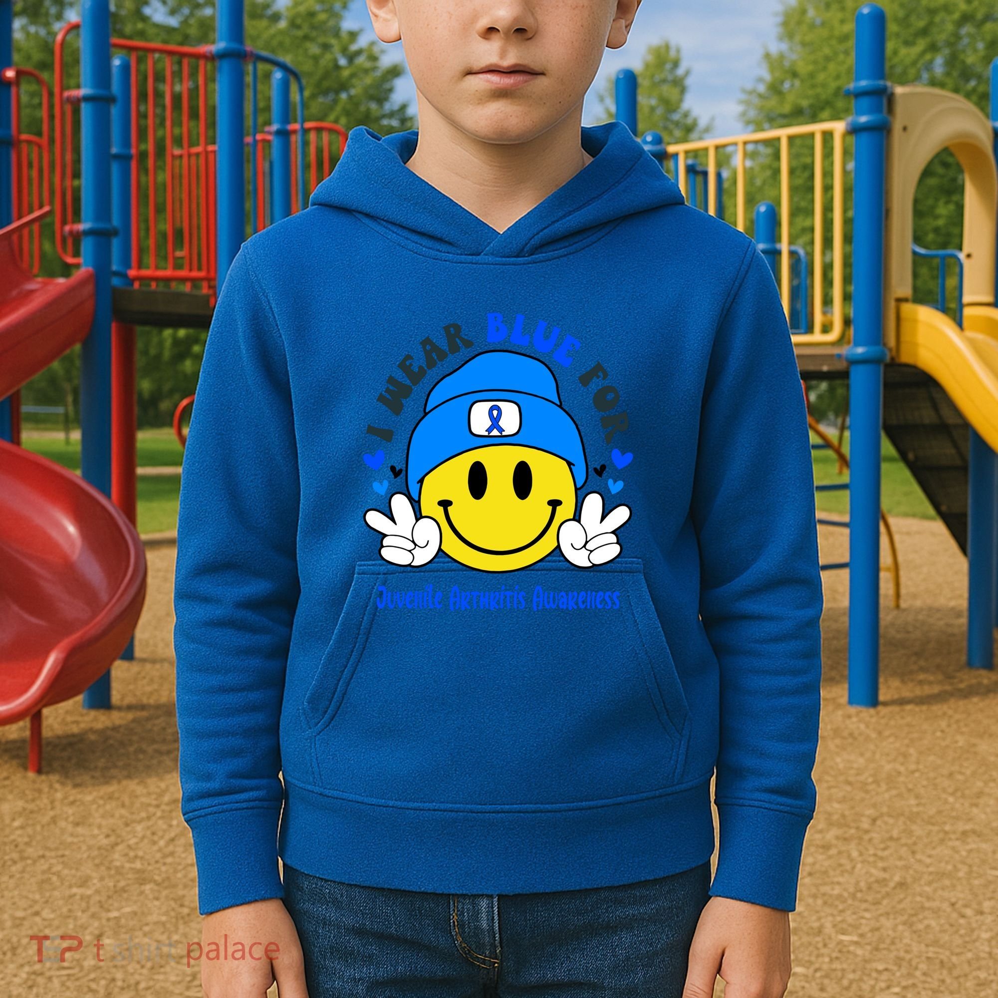 I Wear Blue For Juvenile Arthritis Awareness Funny Gift Kids Hoodie