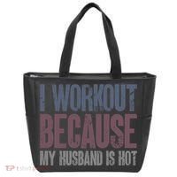 I Workout Because My Husband Is Hot Funny Gym Trainer Lover Tote Bag thumb 0