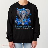 I Wear Blue For Diabetes Awareness Elephant Warrior Women's Sweatshirt thumb 0