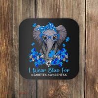I Wear Blue For Diabetes Awareness Elephant Warrior Coaster thumb 0