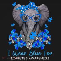 I Wear Blue For Diabetes Awareness Elephant Warrior Women's Hoodie thumb 2