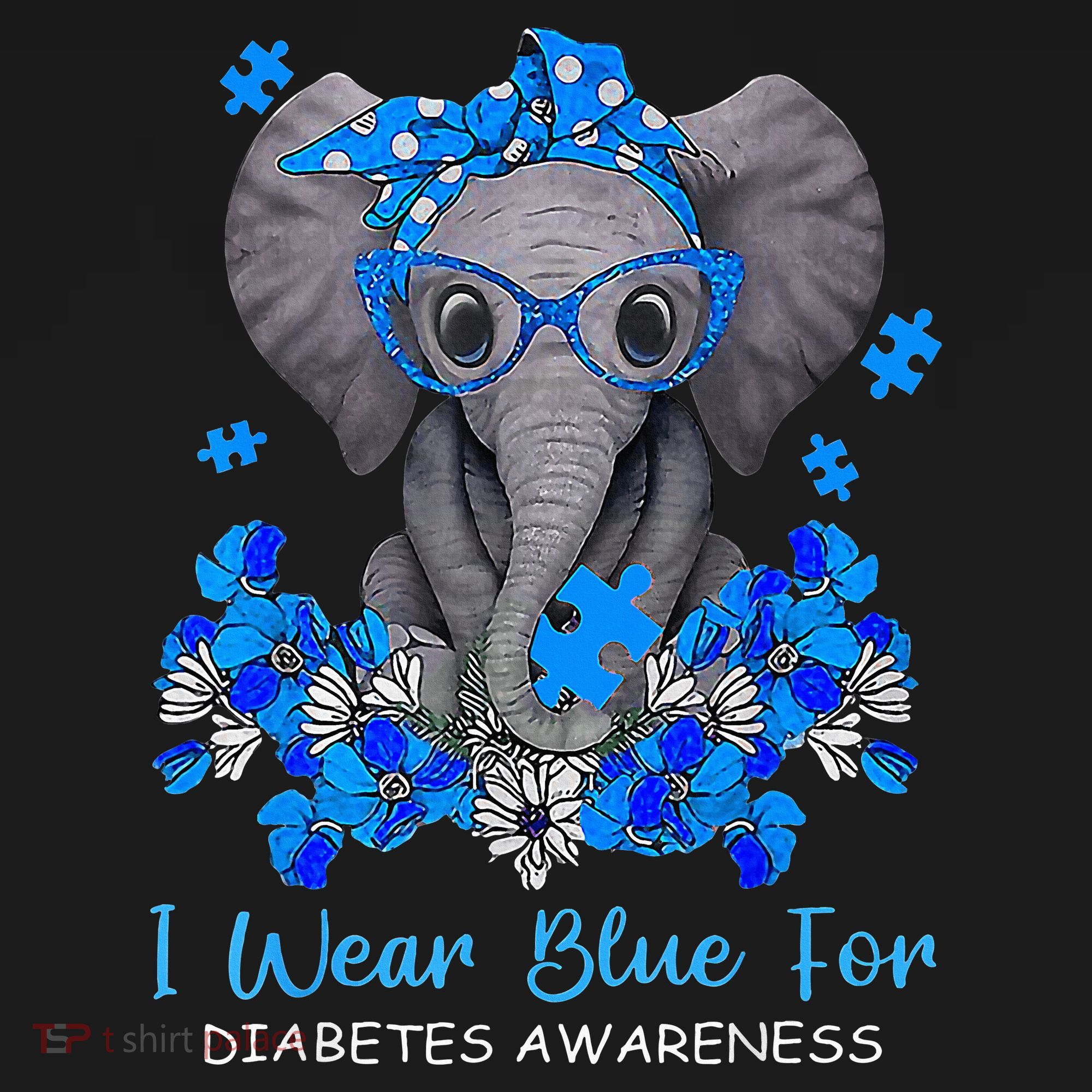 I Wear Blue For Diabetes Awareness Elephant Warrior Women's Hoodie