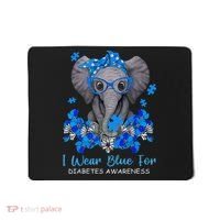 I Wear Blue For Diabetes Awareness Elephant Warrior Mousepad thumb 0