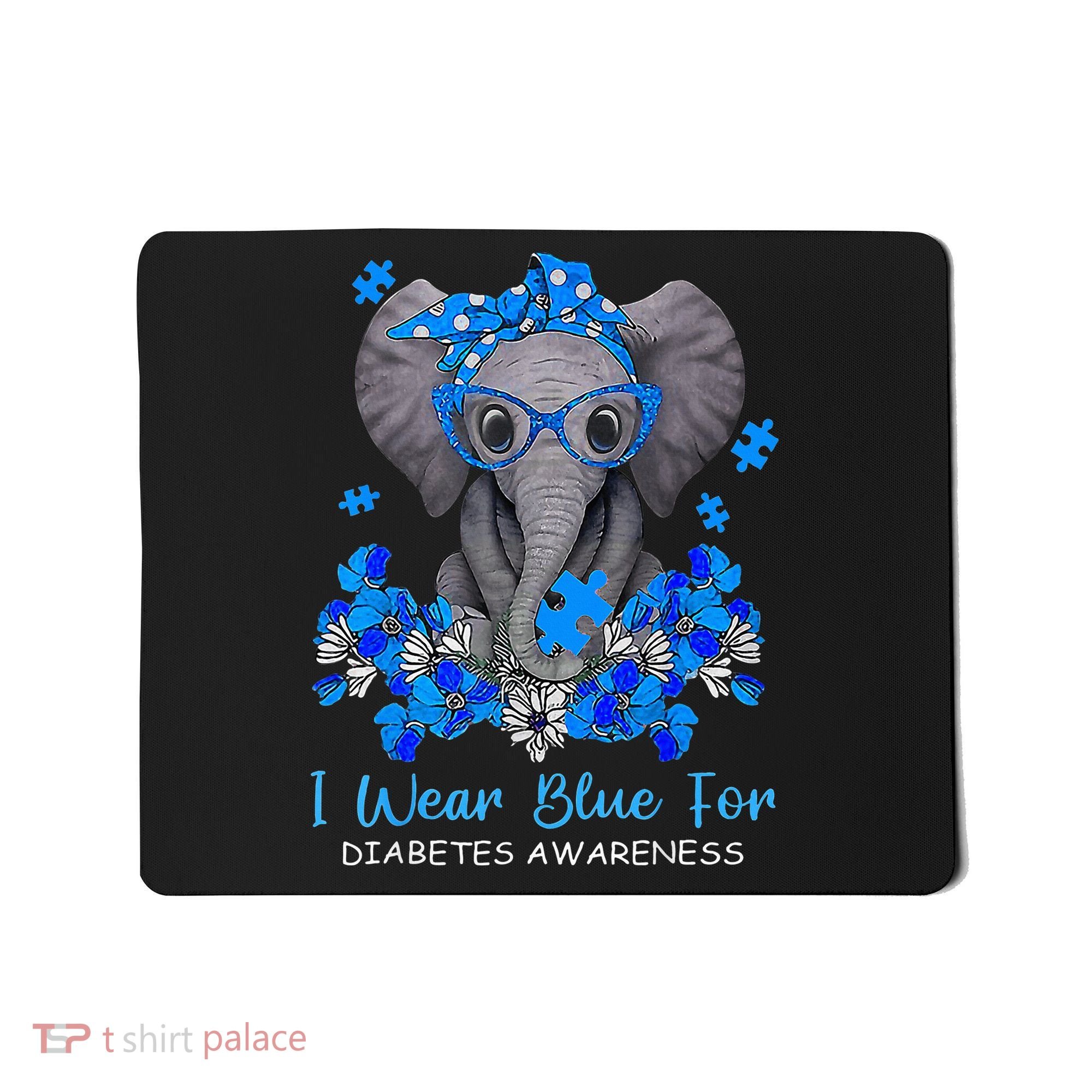 I Wear Blue For Diabetes Awareness Elephant Warrior Mousepad