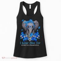 I Wear Blue For Diabetes Awareness Elephant Warrior Women's Tank Top thumb 0