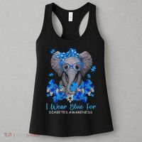 I Wear Blue For Diabetes Awareness Elephant Warrior Women's Tank Top thumb 3