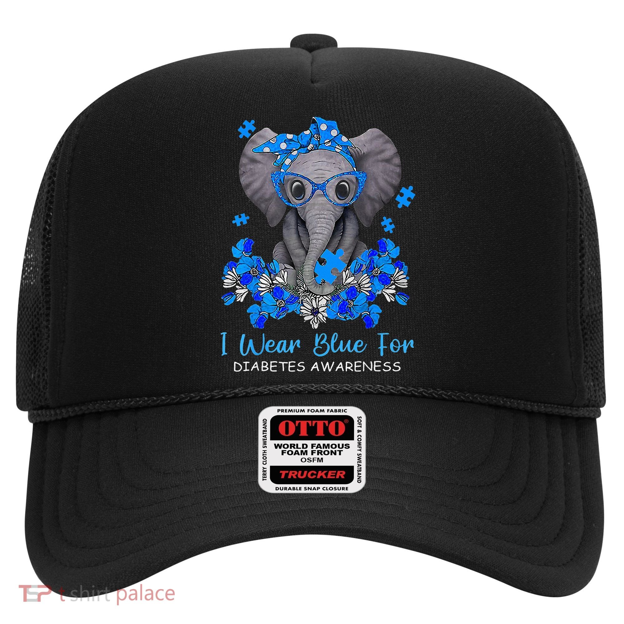 I Wear Blue For Diabetes Awareness Elephant Warrior Hat