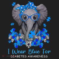 I Wear Blue For Diabetes Awareness Elephant Warrior Hat thumb 2