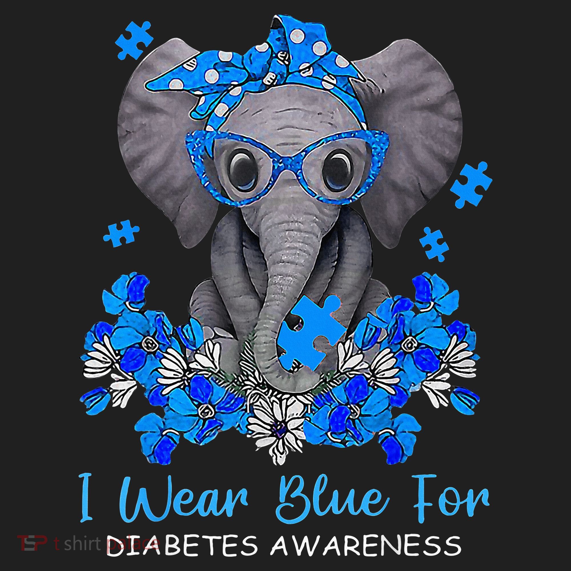 I Wear Blue For Diabetes Awareness Elephant Warrior Hat