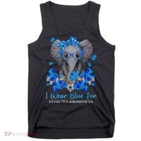 I Wear Blue For Diabetes Awareness Elephant Warrior Tank Top thumb 0