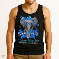 I Wear Blue For Diabetes Awareness Elephant Warrior Tank Top thumb 3