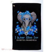 I Wear Blue For Diabetes Awareness Elephant Warrior Golf Towel thumb 0