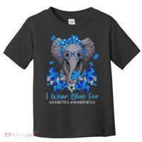 I Wear Blue For Diabetes Awareness Elephant Warrior Toddler T-Shirt thumb 0