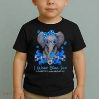 I Wear Blue For Diabetes Awareness Elephant Warrior Toddler T-Shirt thumb 2