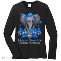 I Wear Blue For Diabetes Awareness Elephant Warrior Women's Long Sleeve Shirt thumb 0