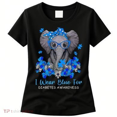 I Wear Blue For Diabetes Awareness Elephant Warrior Women's T-Shirt