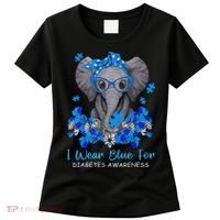 I Wear Blue For Diabetes Awareness Elephant Warrior Women's T-Shirt thumb 0