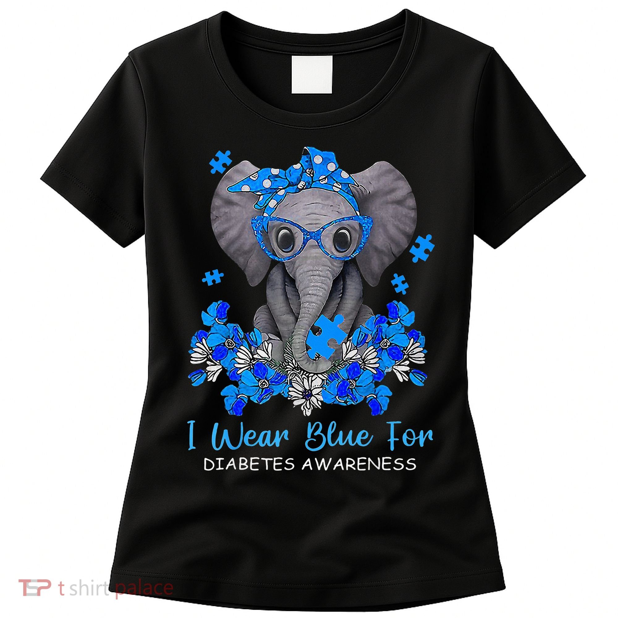 I Wear Blue For Diabetes Awareness Elephant Warrior Women's T-Shirt