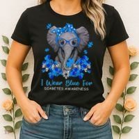 I Wear Blue For Diabetes Awareness Elephant Warrior Women's T-Shirt thumb 2
