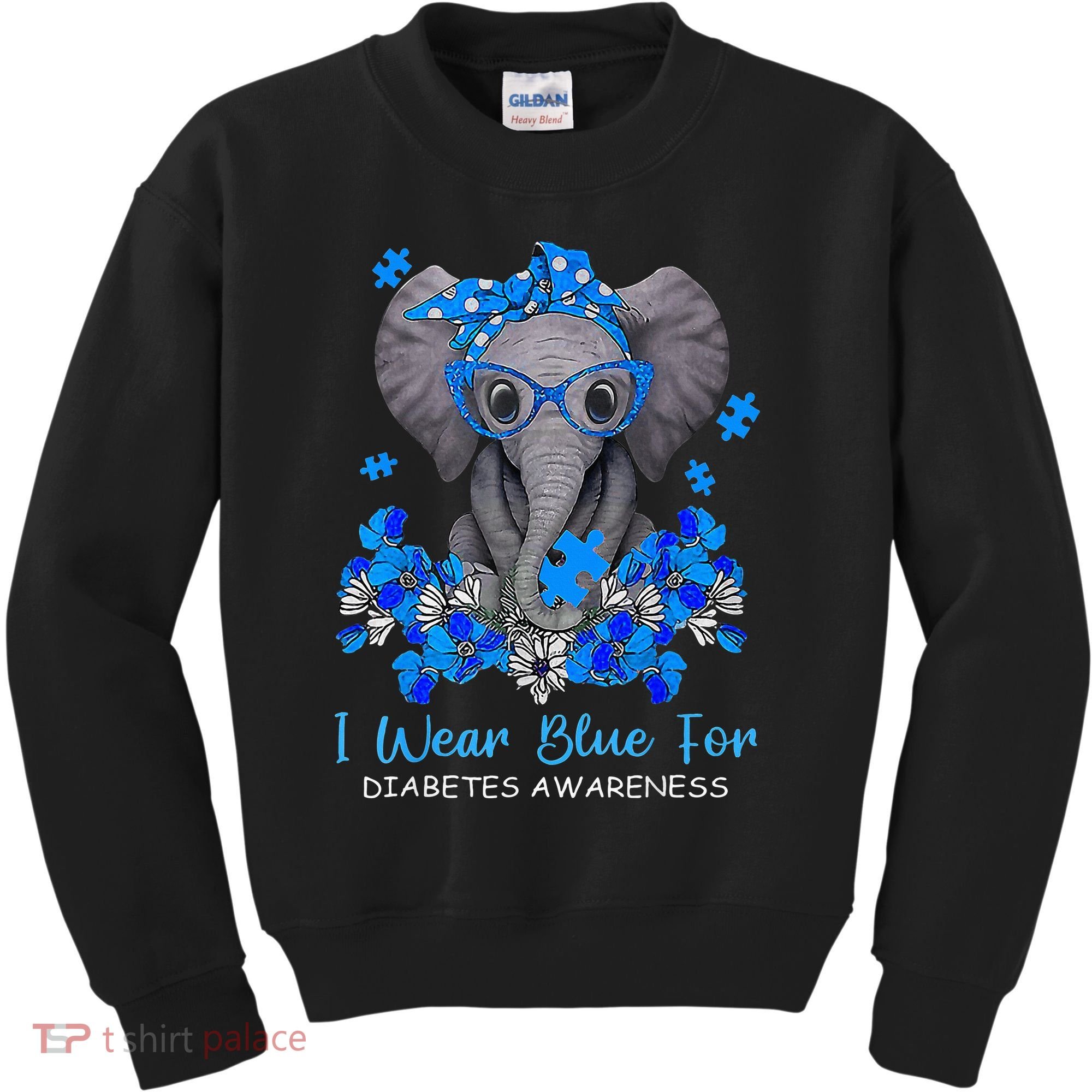 I Wear Blue For Diabetes Awareness Elephant Warrior Kids Sweatshirt