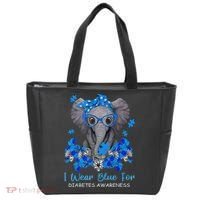 I Wear Blue For Diabetes Awareness Elephant Warrior Tote Bag thumb 0