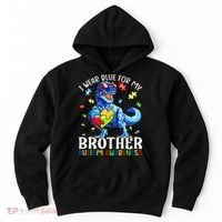 I Wear Blue For My Brother Autism Awareness Dinosaur Hoodie thumb 0