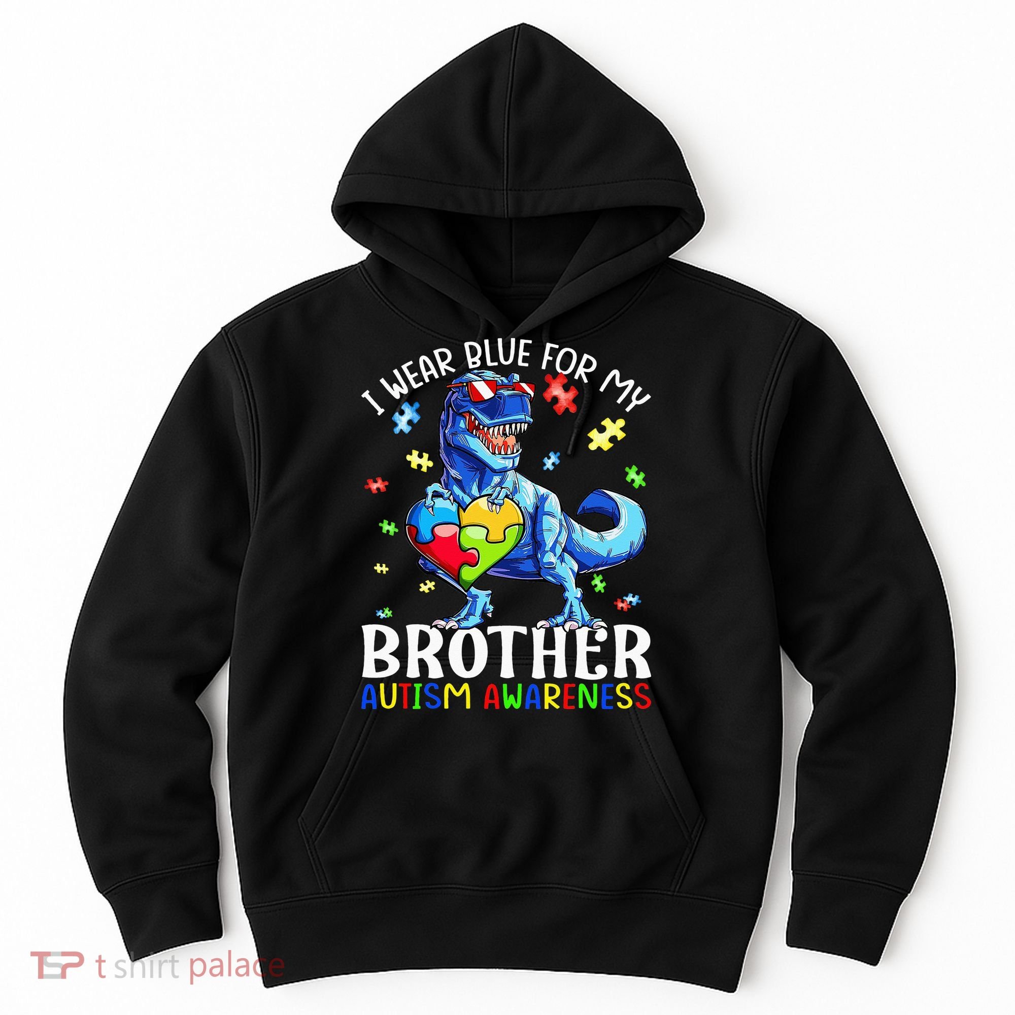 I Wear Blue For My Brother Autism Awareness Dinosaur Hoodie