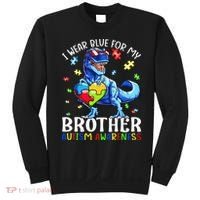I Wear Blue For My Brother Autism Awareness Dinosaur Sweatshirt thumb 0