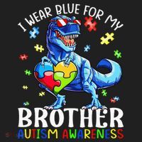 I Wear Blue For My Brother Autism Awareness Dinosaur Beanie thumb 2