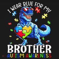 I Wear Blue For My Brother Autism Awareness Dinosaur Polo thumb 3