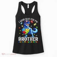 I Wear Blue For My Brother Autism Awareness Dinosaur Women's Tank Top thumb 0