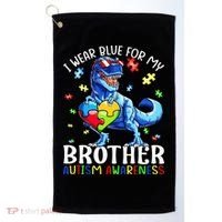 I Wear Blue For My Brother Autism Awareness Dinosaur Golf Towel thumb 0