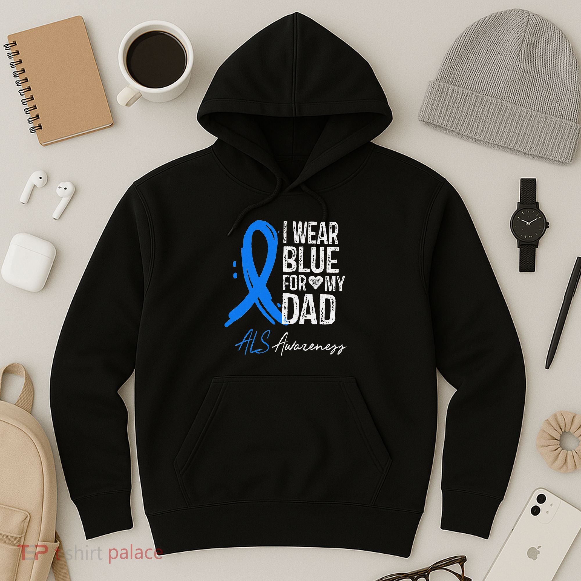 I Wear Blue For My Dad Als Awareness Hoodie