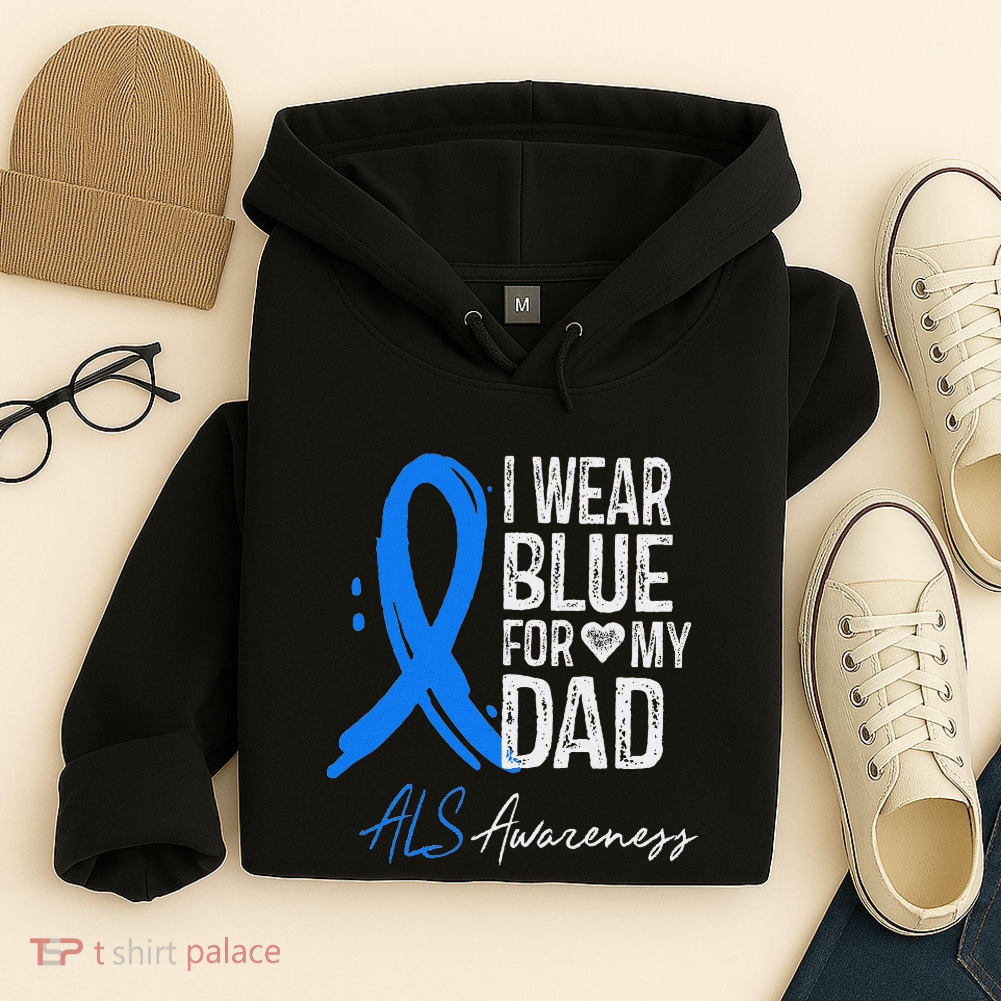 I Wear Blue For My Dad Als Awareness Hoodie