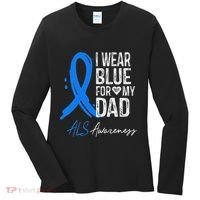 I Wear Blue For My Dad Als Awareness Women's Long Sleeve Shirt thumb 0