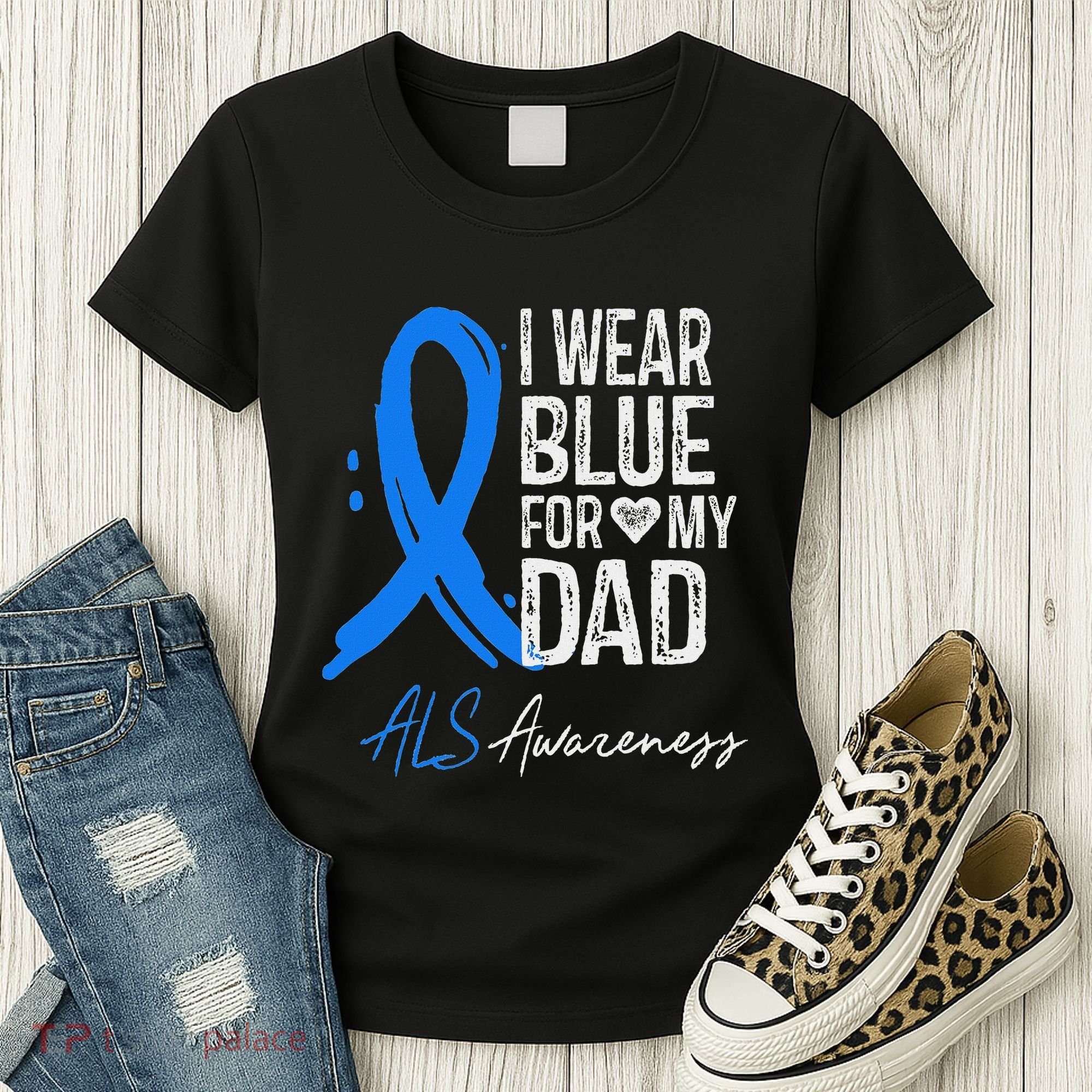 I Wear Blue For My Dad Als Awareness Women's T-Shirt