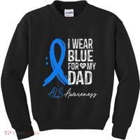 I Wear Blue For My Dad Als Awareness Kids Sweatshirt thumb 0