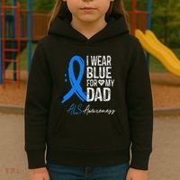 I Wear Blue For My Dad Als Awareness Kids Hoodie thumb 3